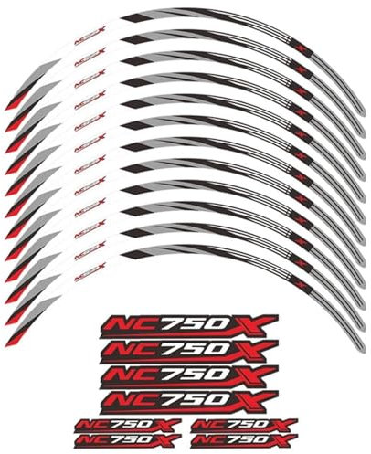 ZWBHNB Adesivo Bordo Ruote Set di Adesivi per Cerchi Moto, Adesivi per H&Onda NC750X, NC750 NC 750 X 750X 2014-2023, Strisce Adesive Impermeabili, 17 Pollici Decalcomanie Ruote(Titanio)