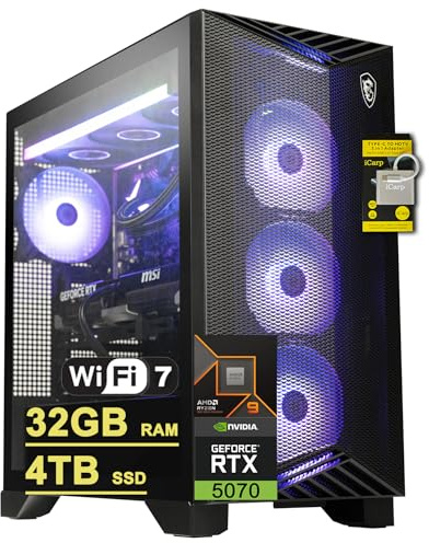 MSI Aegis ZS2 Gaming Desktop AMD 12-core Zen 5 Ryzen 9 9900X (Beats i9-14900HX) 32GB RAM 4TB SSD GeForce RTX 5070 DLSS 4 360mm liquid cooler 750W 80+ gold power supply HDD support