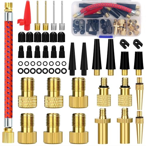 54 Pièces Embout Pompe à Vélo, DV SV AV Adaptateur de Pompe à Vélo | Embout Gonflage Ballon, Aiguille Gonflage Ballon, pour Vélo, Adaptateur de Pompe à air pour Compresseur Pompe