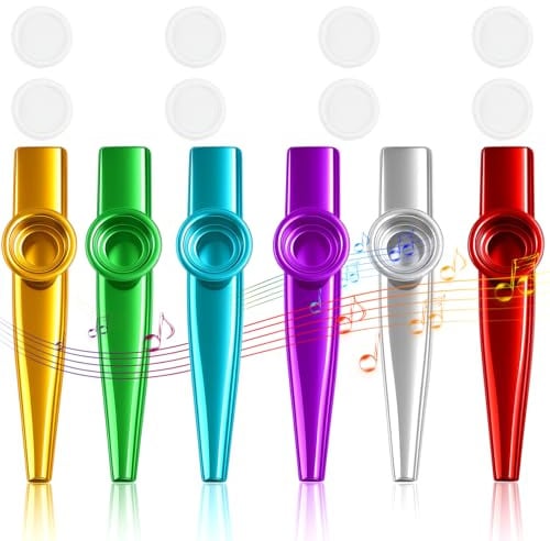 6 Stück Kazoo Set Aus Aluminiumlegierung, Metall Kazoos mit 8 Austauschbaren Membran, Nasenflöte,Geeignet Für Kinder, Erwachsene Und Musikanfänger,Kinder Party Favors Geschenke,6 Farben