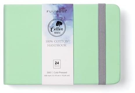 Aquarell Skizzenbuch A6 100% Baumwolle - 30 Blatt 300g/M² Säurefreis Premium Watercolor Paper, Kaltgepresst & Geleimt | Ideal für Aquarellmalerei Zeichnung und Handlettering, Weiß