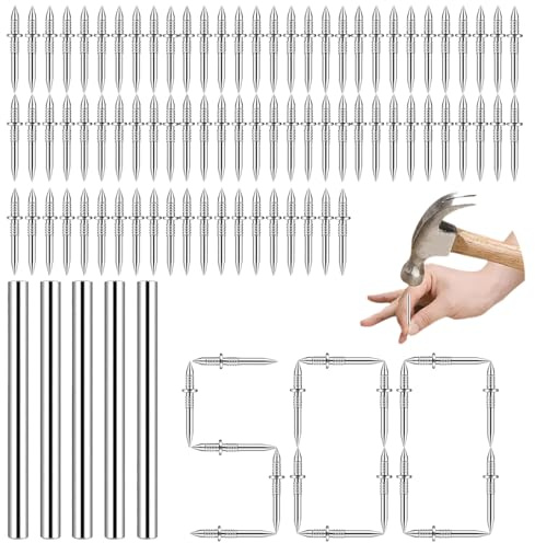 Persiiious 500 Pezzi Chiodo a Doppia Testa, Battiscopa a Doppia Testa, con Strumento per Maniche, Chiodi Senza Cuciture per Battiscopa a Doppia Testa, per Decorazione Domestica