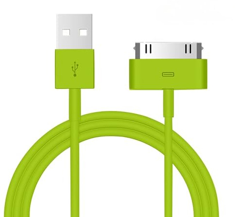 1x Peak Power 30-Pin USB Lade- & Synchronisationskabel 1m - Kompatibel mit iPod Nano, Touch, Classic, Video, iPhone 3G / 3GS / 4 / 4S & iPad 1/2 / 3 (Grün)
