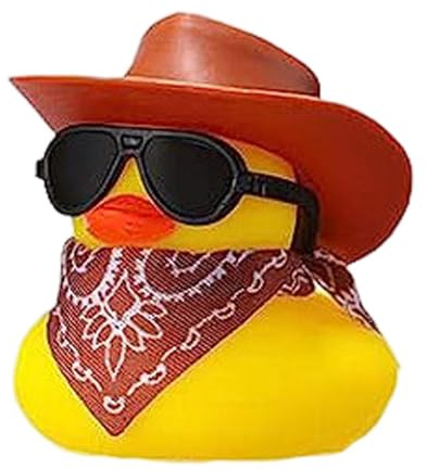 Badeente mit Cowboyhut - Lustige Gummiente, Badewannenzubehör | Cowboy Du-Ck mit Schal Sonnenbrille | Schwimmbad Party Auto