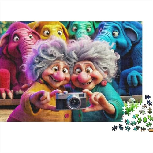 Senioren Selfie Bunte Elefanten Puzzle für Erwachsene 1000 Teile Puzzle Spiel Familienspiel Entspannung 52x38cm/1000pcs