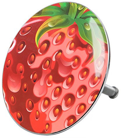 Sanilo Badewannenstöpsel Strawberry, Stöpsel für die Badewannen deckt den kompletten Abflussbereich ab, universal mit Motiv