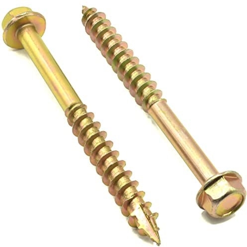 M10 x 100mm, Pack of 50, TIMCO Solo Coach Screw HEX Flange Head Yellow ZINC Sleeper Screws Turbo Coach