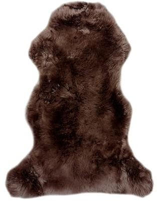 walexo Lammfell Teppich – Naturfell Schaffell in verschiedenen Größen, Naturfarben, echtes Fell für Sofa, Bett, Kinderwagen, Deko & Haustiere (Braun, 110-120 cm)