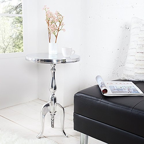 cagü - Design BAROCK BEISTELLTISCH [Laval] RUND Silber aus Aluminium 55cm HÖHE