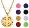 PROSTEEL Ätherische Öle Diffusor Anhänger Halskette 18k vergoldet Runde Medaillon mit hohlen Kreuz Floating Locket mit 8 bunten Nachfüllpads 55+5cm Kette Damen Herren Aromatherapie Zubehör(Gold)