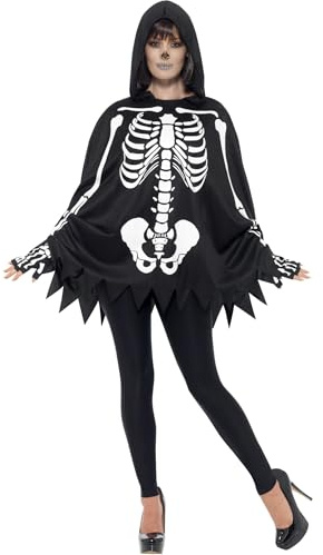 Smiffys Adult Poncho Skeleton Fancy Dress Costume
