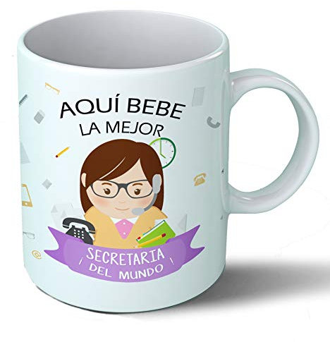 Planetacase - Taza Secretaria - Regalo Original - Cerámica 330 mL - Taza Desayuno Apta para Microondas y Lavavajillas - Secretaria - Resistente a Lavados