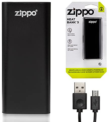 Zippo Heatbank 3 Rechargeable Lithium Iron Hand Warmer With Power Pack - Black, Size 3H