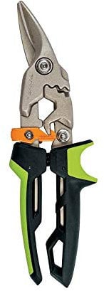 Fiskars Blechschere, Rechter Schnitt, Bis zu 40% mehr Kraft, Länge 24,7 cm, Wärmebehandelter Stahl/Kunststoff, Schwarz/Grün/Orange, PowerGear, 1027208