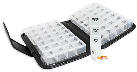 Pill Box Organiser Case Premium 14 Day Wallet Removable Daily Boxes Compartments Home