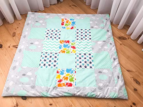 Krabbeldecke Patchwork Decke Spieldecke Babydecke 125x125 cm