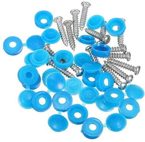 50 Stück Schraubabdeckungen Scharnier-Kunststoff-Schraubkappen, zusammenklappbar, Schnappdeckel, passend für M4-Schraubenschutz für Möbel, dekorativ (dunkelblau)