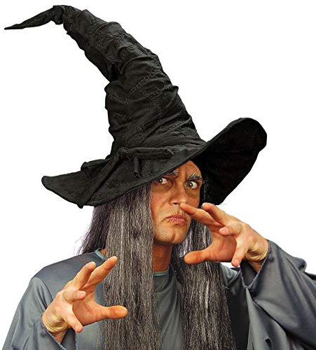 shoperama Hexenhut Wildleder-Optik groß biegbar Zauberer Hut Merlin Magier Hexe Hexer Gandalf Zauberin Kostüm-Zubehör, Farbe:Schwarz