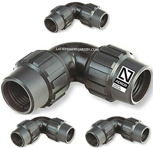 Suinga Set 4 Gomiti PE 20mm per Tubi | Certificato AENOR | Irrigazione e Idraulica, nero