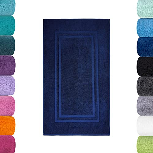 Lavea Badematte, Badteppich, Duschvorleger, Navyblau, 50 x 80 cm Premium Frotteeserie Bali | GOTS Zertifiziert, 100% Bio Baumwolle