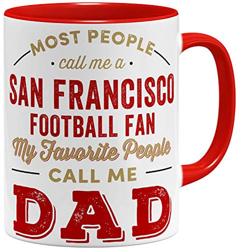 OM3® San-Francisco-Fan Tasse - Keramik Becher - American Football Mug - 11oz 325ml - Beidseitig Bedruckt - Rot