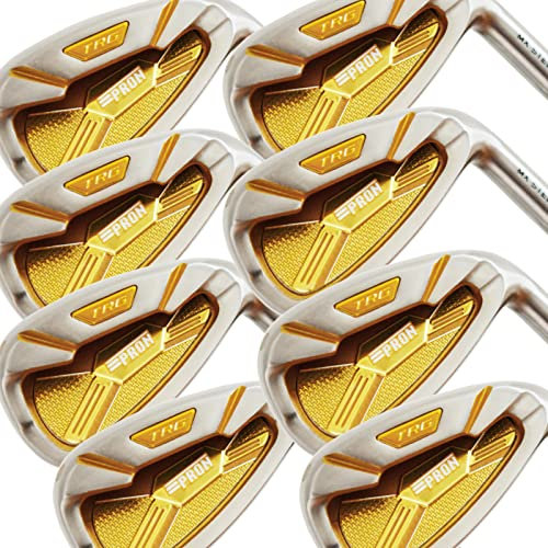 Japan Pron Iron Mens Set or Single Golf Club,Chrome Finish,TRG22 Model, 4-P,Sw,Senior Flex,Graphite Shaft,Grip Mid,Plus Length,Pack of 8