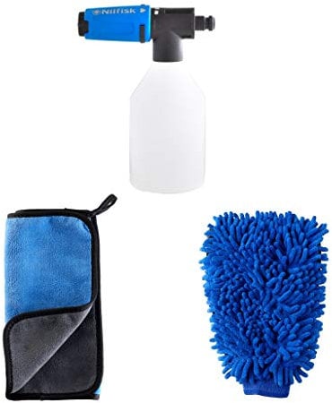 Nilfisk Car Wash Kit - Wash Mitt + Microfibre Towel + Super Foam Sprayer -Pressure Washer Accessories