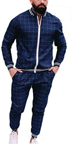 U/N Plaid Bedruckte Basketball-Trainingsanzüge Herren Sportswear Set Weiß Zip Up Sweatshirt Anzug Stehkragen Gerippte Manschette und Saum