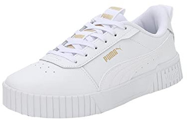 PUMA Damen Carina 2.0 Tape Sneaker, White White Team Gold, 38 EU