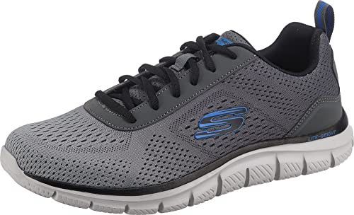 Skechers Mens Track Ripkent Trainers, Charcoal Mesh Black Trim, 9.5 UK
