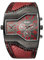 JewelryWe Herrenuhren Analog Quarz Zwei Zeitzonen Armbanduhr Rot Breit Leder Armband Sportuhr Männer Uhren mit Digital Zifferblatt Geschenk