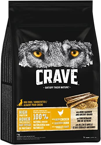 Crave Adult Trockenfutter mit Huhn mit Knochenmark und Urgetreide, 7kg (1 Beutel) - Premium Hundefutter trocken mit hohem Proteingehalt – Hergestellt mit 100% natürlichem Huhn