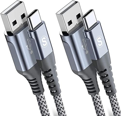 Cavo USB C 3.1A, 2 pezzi da 6 metri, ricarica rapida, cavo di ricarica USB C in nylon tipo C per Samsung Galaxy S21 S20 S10 S9 S8 Plus, Note10/9/8, M31 M30s M20, A20e A71 A52 A51 A50 A40 A10 A10 7