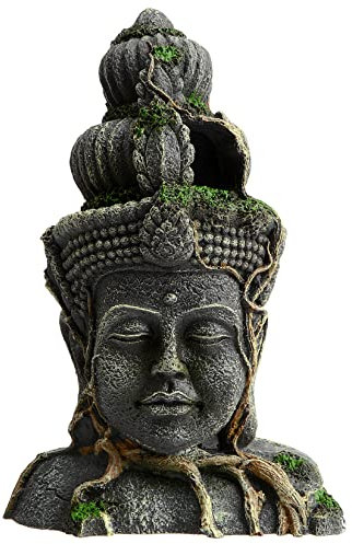 Toolzia Große Buddha-Aquarium-Ornamente, Buddha, Aquarium-Dekoration, Landschaftsbau, Versteck, Versteckhöhle (26 x 16 x 8 cm), Bronze, Harz