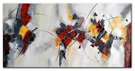 Mintura Arte Pintado a mano La Colisión De Colores Y Líneas Arte De Pared Cuadro Sala De Estar Lienzo Acrílico Hotel Decoración Pinturas Al óleo Sobre Lienzo (120x240cm Sin Enmarco)