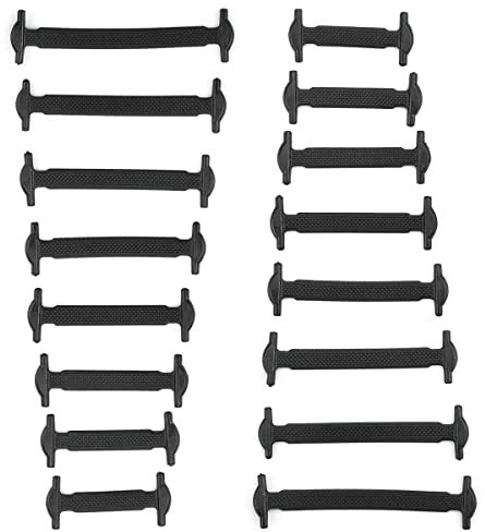 Fantasyon No Tie Laces for Kids and Adults Black Elastic Laces for Trainer Silicone Tieless Flat Shoelaces Waterproof Black Boot Laces Elastic Shoe Laces for Running Shoes, 3-7