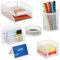 Relaxdays Schreibtisch Organizer Set, 7-tlg., Metall, Ablagefächer, Zettelbox, Brief-, Büroklammer- & Stiftehalter, weiß