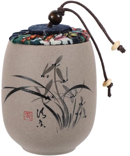 Cabilock Chinesische Teedose Keramik Vorratsdosen Gewürzgläser Teebox Vintage Teedosen Vintage Gewürzdosen Keramik Tee Kanister Salztopf Porzellan Tee Jar für Lose Tee
