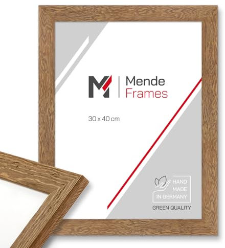Mende Frames Bilderrahmen Strandhaus Stil 30x42cm DIN A3 I Farbe: Eiche-Optik I Fotorahmen I rustikaler Bilderrahmen Landhaus I Made in Germany I V750