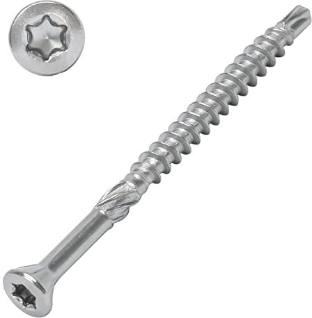 SCREW REBEL Dielenschrauben Edelstahl C1 3,2 x 35-500 Stück, TX10, kleiner Zierkopf, Teilgewinde, Bohrspitze, Reibteil, Fussbodenschraube mit 24 mm Teilgewinde