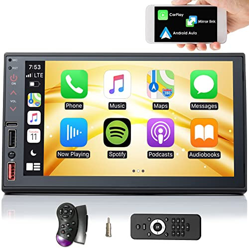 iFreGo Doppel Din Radio mit Wireless CarPlay und Android Auto, Autoradio mit Bildschirm, 7 Zoll Autoradio Bluetooth, RDS/AM/FM Radio,7 LED Farben,Mirror Link,USB, Ladefunktion