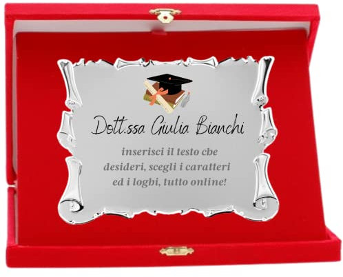 Hole Gadget | Idea Regalo Laurea Targa Personalizzata Uomo e Donna Stile a Pergamena, Personalizzabile con Testo Frasi Nome e Foto con Astuccio Rosso