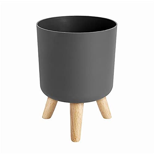 Hausdec Modern Plant Pots with Wooden Legs Holder Bedroom Living Room Floor Standing Potted Flower Pot Home Garden -1