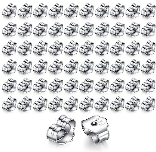 30 Pares Tuercas de Pendientes Plata de Ley 925 Cierres Tapón Cierres de pendientes de vástago,Plata Topes para Pendientes Oído Tuercas para Bisutería Aretes Fabricación,Tuercas de Pendientes Plata