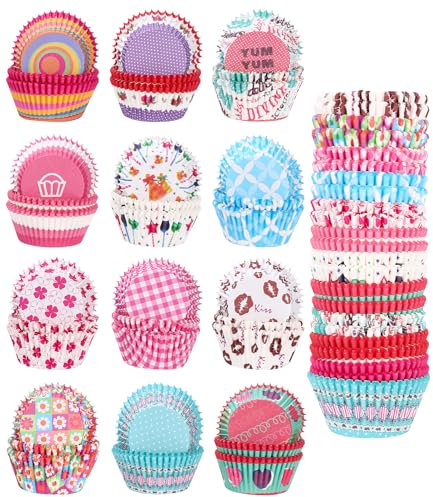 600 Piezas Papel para Cupcakes, Papel Molde Muffin Cases, Moldes Papel de Horneado para Magdalenas, Muffins, Cupcakes, Hornear, Pastelería, Tarta, Cumpleaños, Bodas, Fiesta