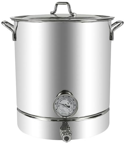 304 Edelstahl Heimgebrauchskessel, 30-60L Kochtopf Mit Ventil, Doppelte Filtrierung, Thermometer Und Filter Brühgruppe (Silber), 60L