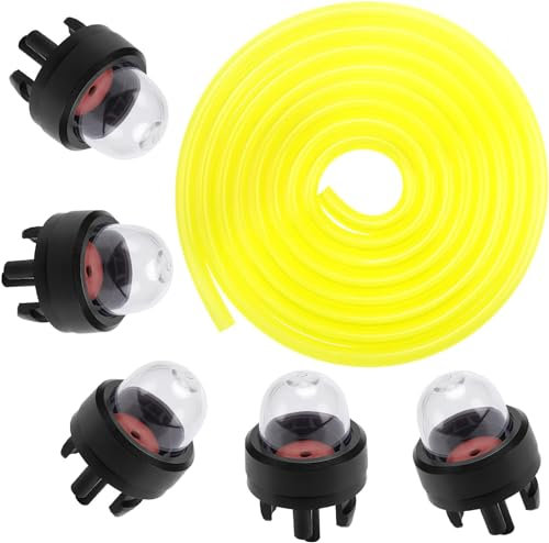 Manguera de combustible de 1 pieza y bombilla de cebador de combustible general a presión de 5 piezas, para cortadoras de césped, sopladoras, cortadoras de césped y cortadoras