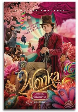 Wonka Posterdruck, Wandkunst, Dekor, Raumdekoration, Leinwandposter, ästhetisches Poster für Schlafzimmer, Wohnzimmer, Wände, 30 x 45 cm, ungerahmter Stil