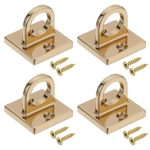 PATIKIL Coussinet Œil Plaque U Crochets, 4 Paquet Métal Plafond Crochet Mur Montage Boucle avec Vis Matériel Anneau Crochets pour suspendu Cordes dans File Attente Barrière, Mat Doré