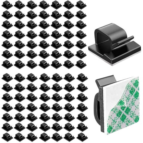 100pcs Car Cable Clips, Desktop Cord Holder, Wire Tidy Clips, Charging Cord Cable Management for Home, Office, Car, Desk, Wall, Christmas Lights, Outdoors Fairy Light